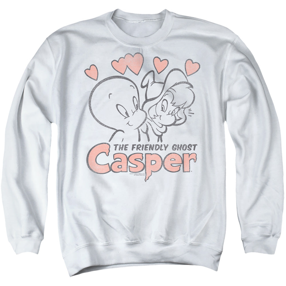 CASPER/HEARTS - ADULT CREWNECK SWEATSHIRT - WHITE