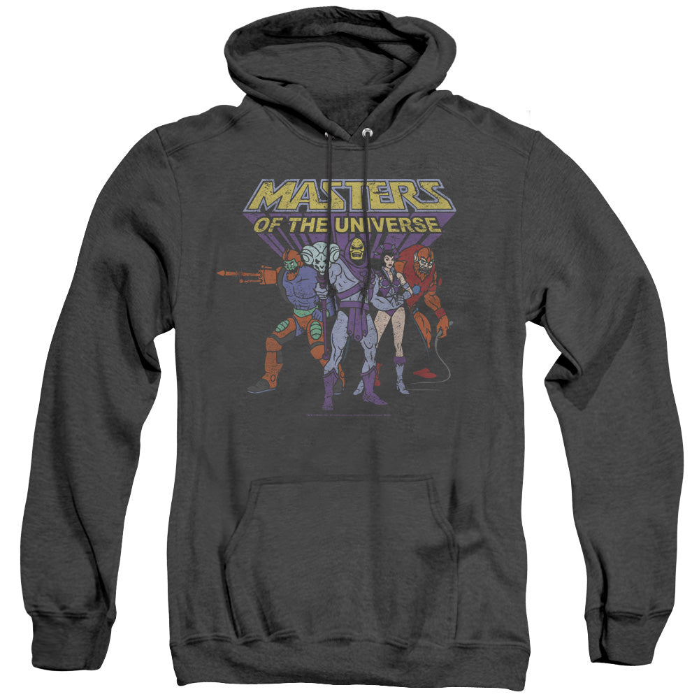 MASTERS OF THE UNIVERSE/TEAM OF VILLAINS - ADULT HEATHER HOODIE - BLACK