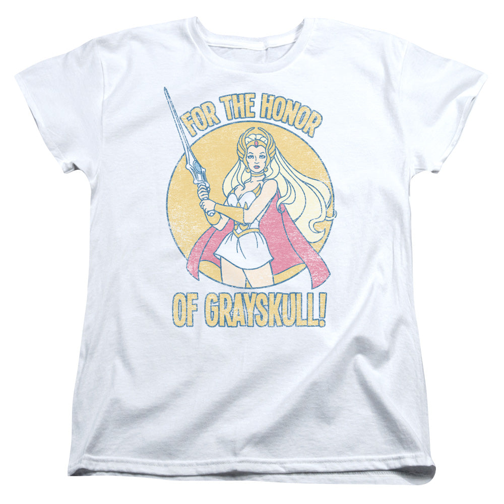 SHE RA/HONOR OF GRAYSKULL - S/S WOMENS TEE - WHITE