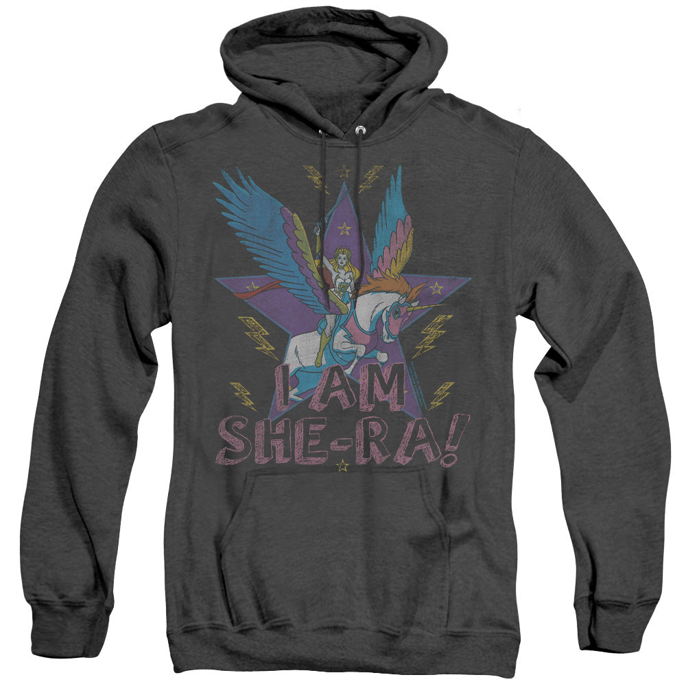 SHE RA/I AM SHE RA - ADULT HEATHER HOODIE - BLACK