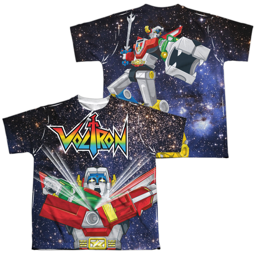 VOLTRON/SPACE DEFENDER (FRONT/BACK PRINT) - S/S YOUTH POLY CREW - MULTI