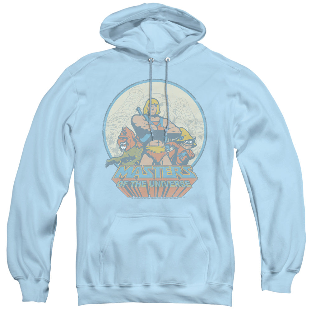 MASTERS OF THE UNIVERSE/HE MAN AND CREW - ADULT PULLOVER HOODIE - LIGHT BLUE