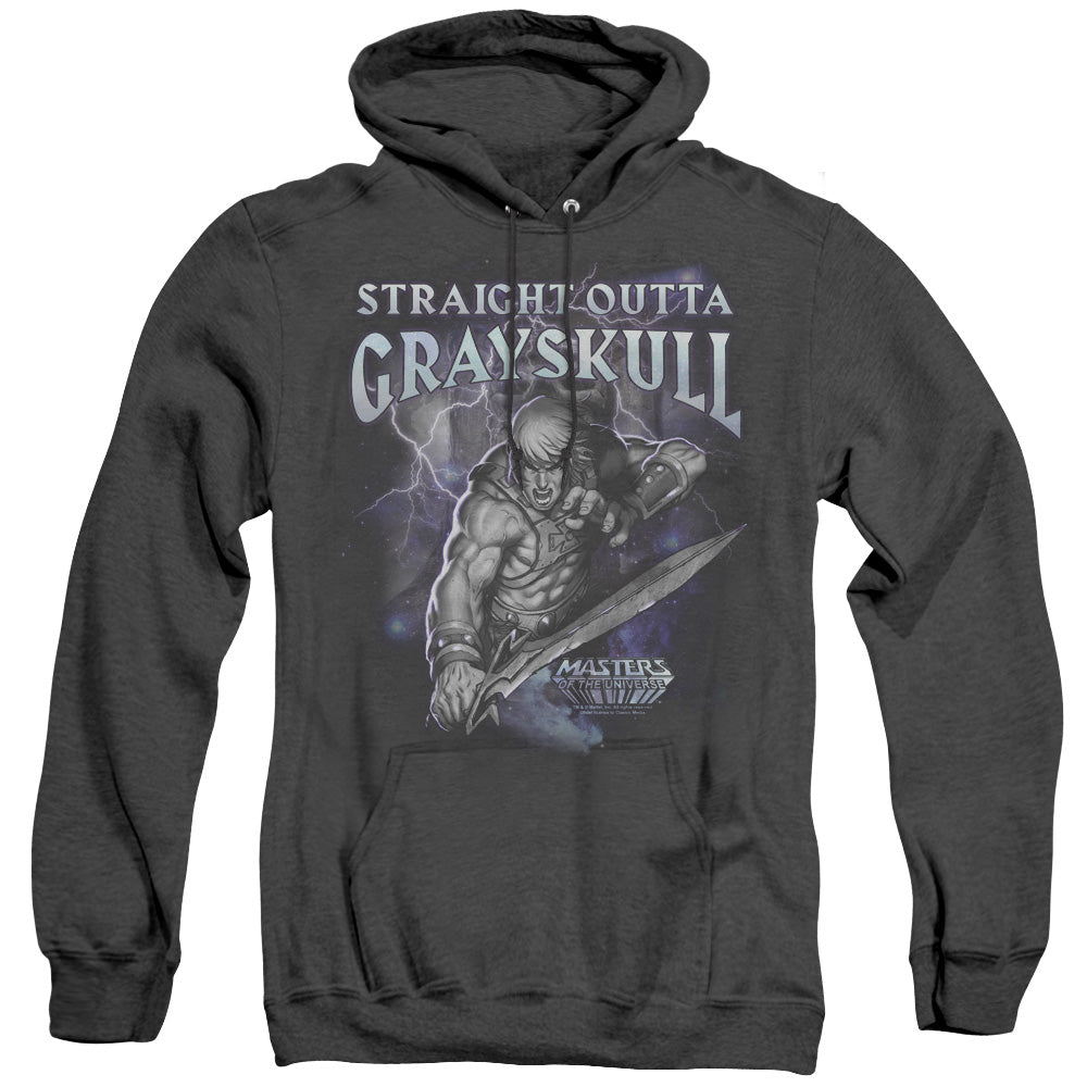 MASTERS OF THE UNIVERSE/STRAIGHT OUTTA GRAYSKULL - ADULT HEATHER HOODIE - BLACK