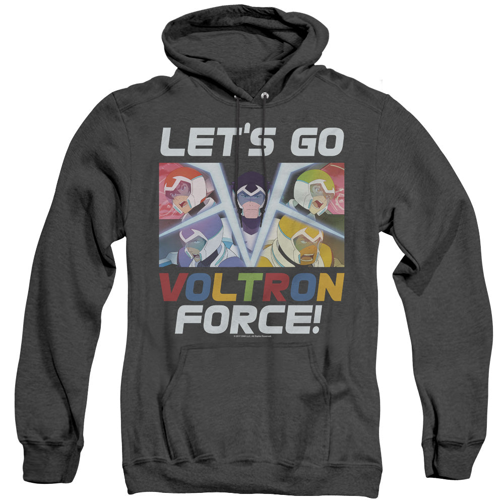 VOLTRON/LETS GO - ADULT HEATHER HOODIE - BLACK