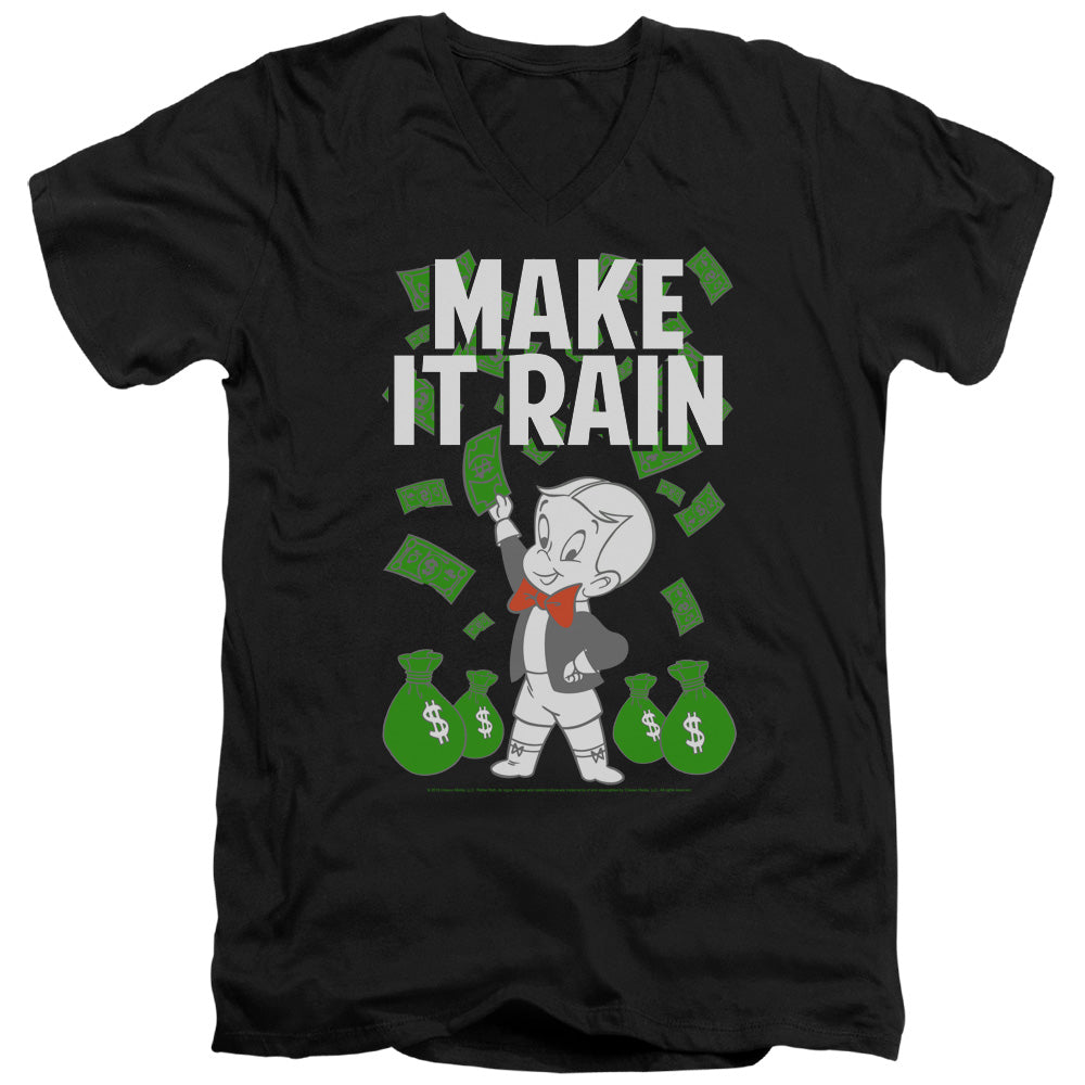 RICHIE RICH/MAKE IT RAIN - S/S ADULT V-NECK 30/1 - BLACK