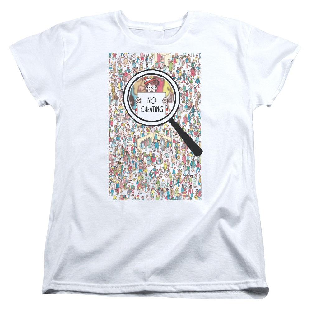 WHERES WALDO/NO CHEATING - S/S WOMENS TEE - WHITE