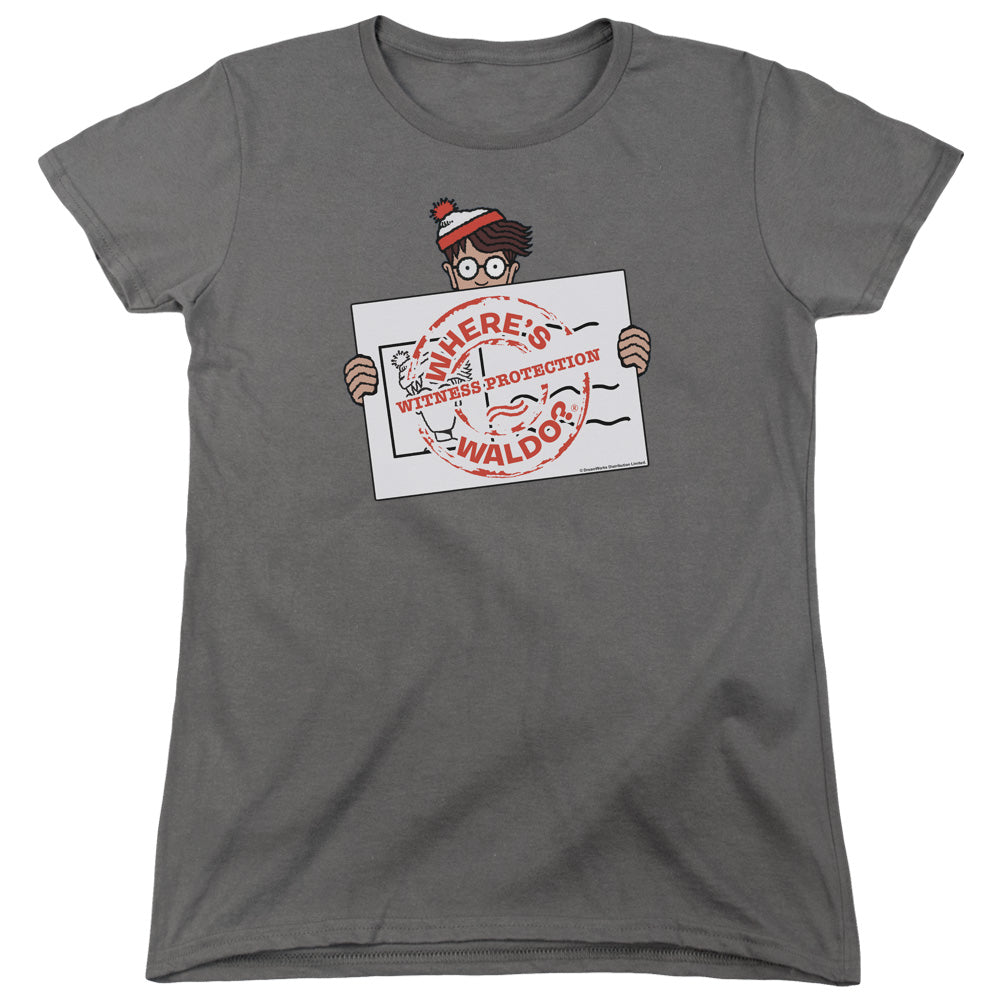 WHERES WALDO/WITNESS PROTECTION - S/S WOMENS TEE - CHARCOAL