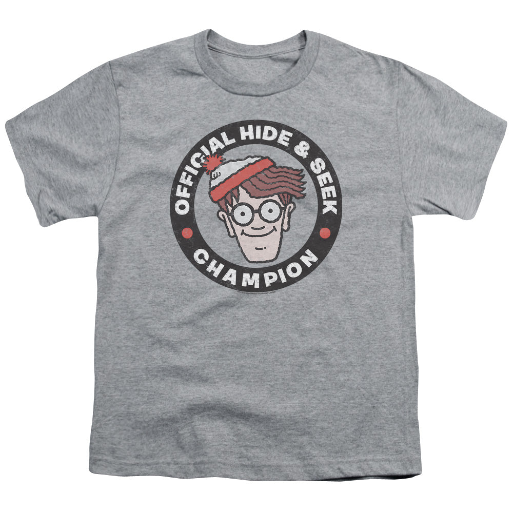 WHERES WALDO/CHAMPION - S/S YOUTH 18/1 - ATHLETIC HEATHER