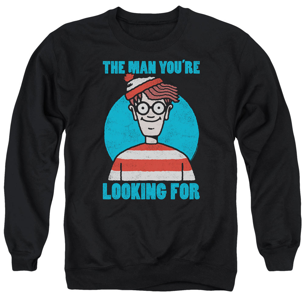 WHERES WALDO/LOOKING FOR ME - ADULT CREWNECK SWEATSHIRT - BLACK
