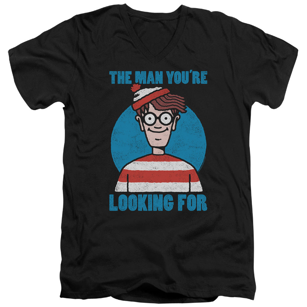 WHERES WALDO/LOOKING FOR ME - S/S ADULT V-NECK 30/1 - BLACK