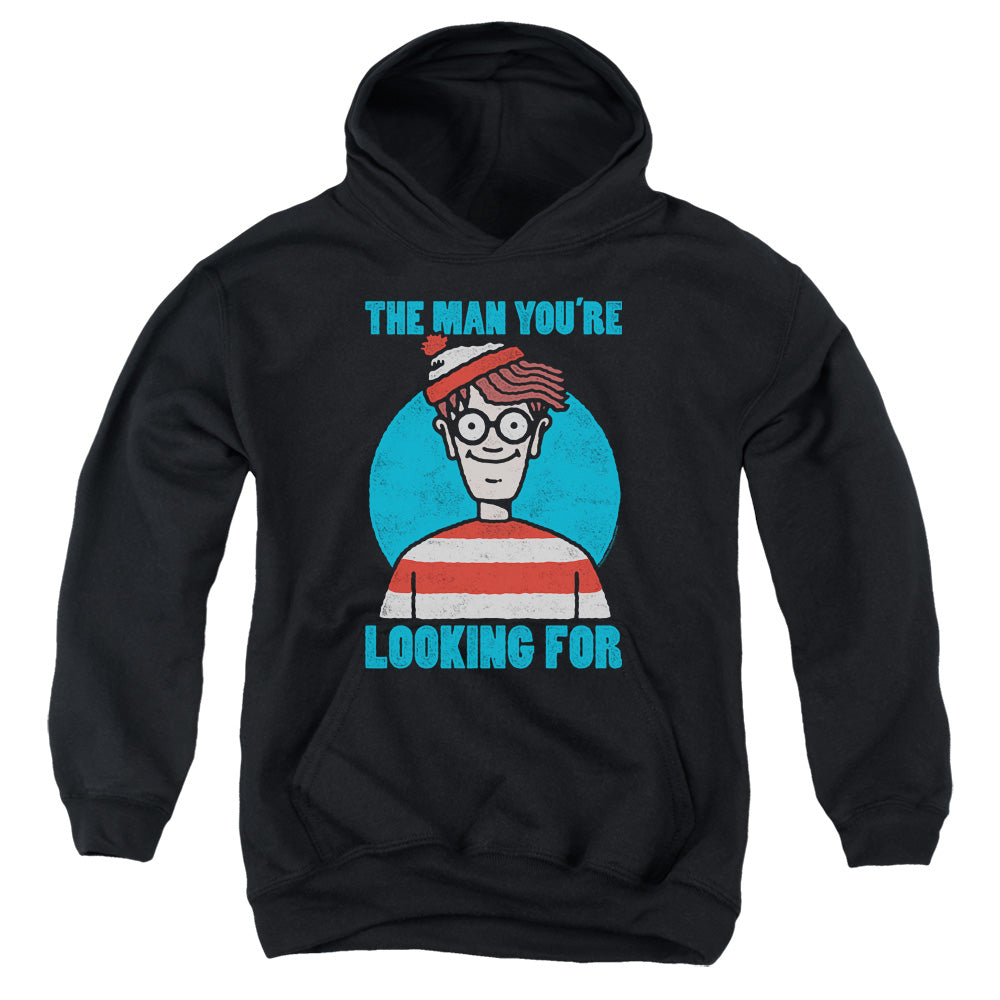 WHERES WALDO/LOOKING FOR ME - YOUTH PULLOVER HOODIE - BLACK