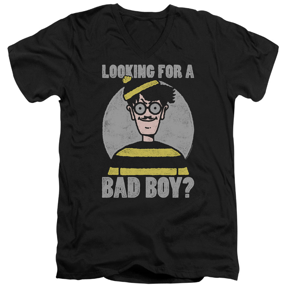 WHERES WALDO/BAD BOY - S/S ADULT V-NECK 30/1 - BLACK