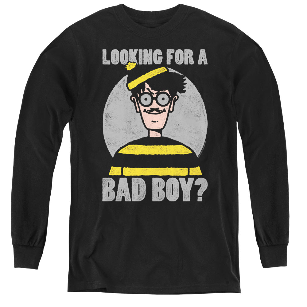 WHERES WALDO/BAD BOY - YOUTH LONG SLEEVE TEE - BLACK