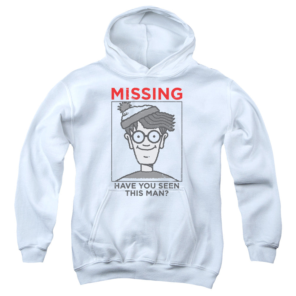 WHERES WALDO/MISSING - YOUTH PULLOVER HOODIE - WHITE