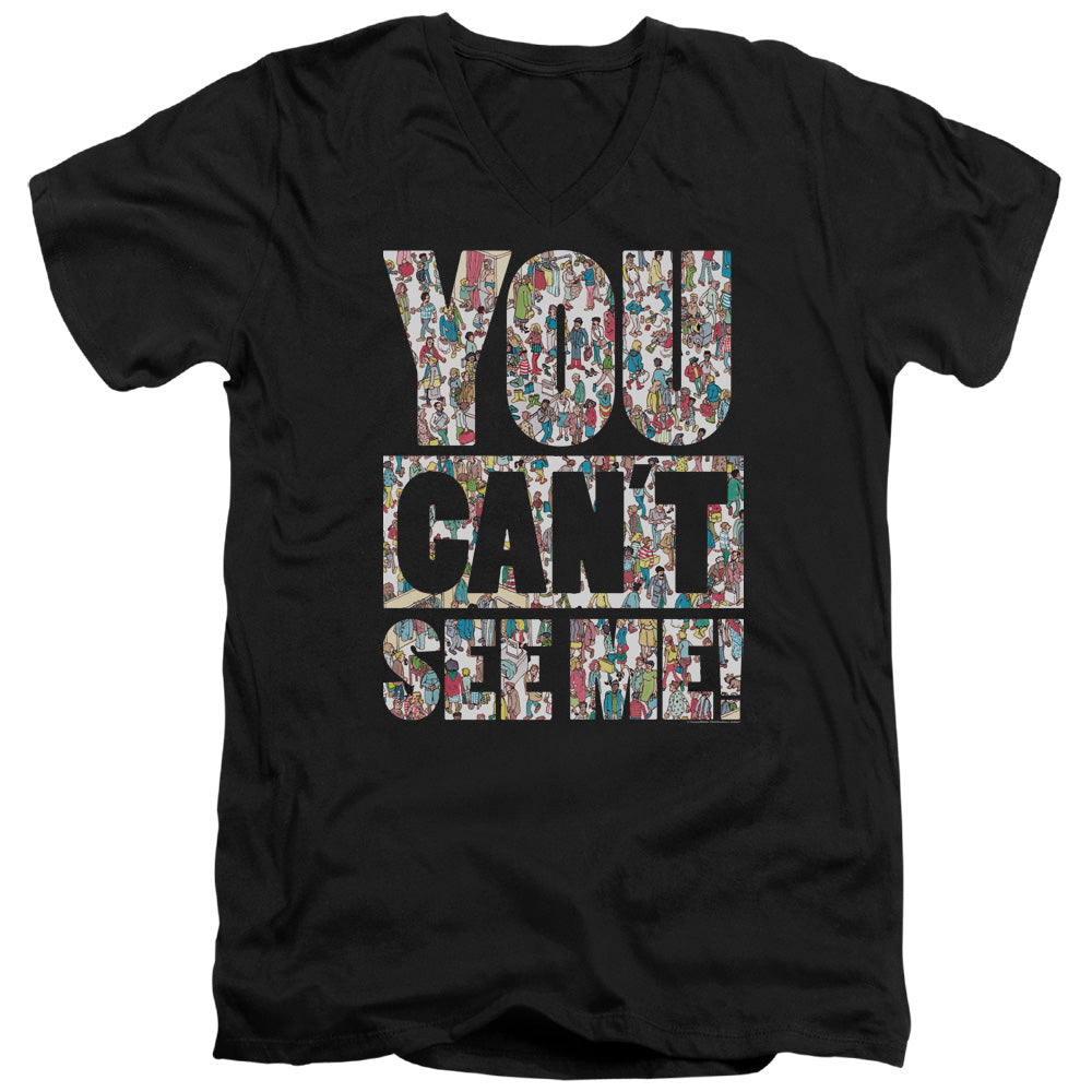 WHERES WALDO/SEE ME - S/S ADULT V-NECK 30/1 - BLACK