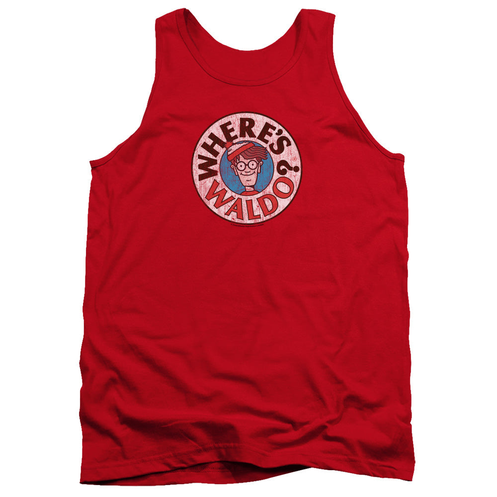 WHERES WALDO/WALDO LOGO - ADULT TANK - RED