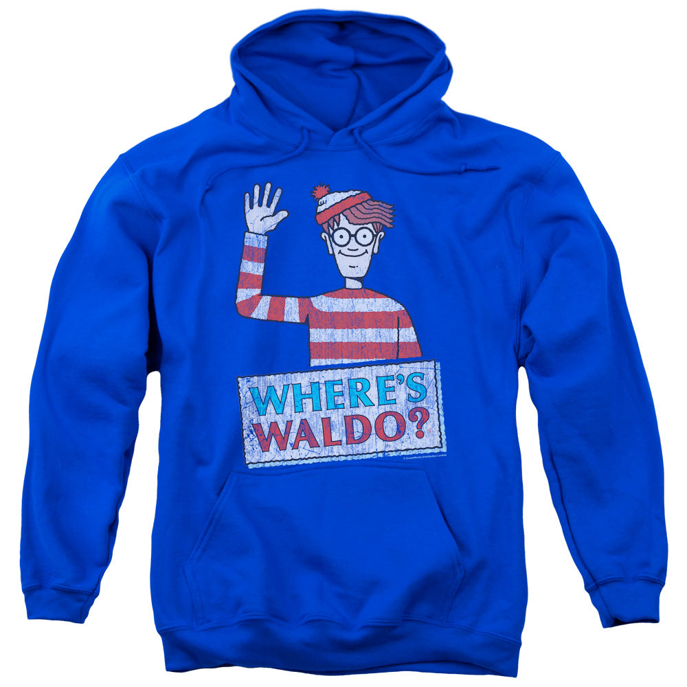WHERES WALDO/WALDO WAVE - ADULT PULLOVER HOODIE - ROYAL BLUE