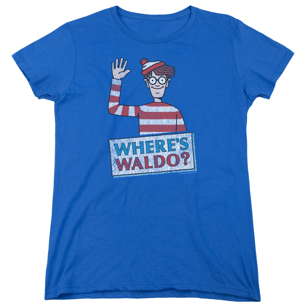 WHERES WALDO/WALDO WAVE - S/S WOMENS TEE - ROYAL BLUE