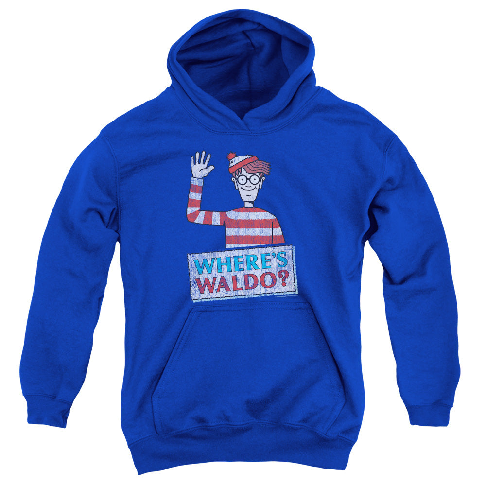 WHERES WALDO/WALDO WAVE - YOUTH PULLOVER HOODIE - ROYAL BLUE