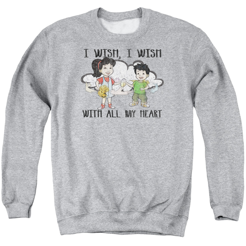 DRAGON TALES/I WISH WITH ALL MY HEART - ADULT CREWNECK SWEATSHIRT - ATHLETIC HEATHER