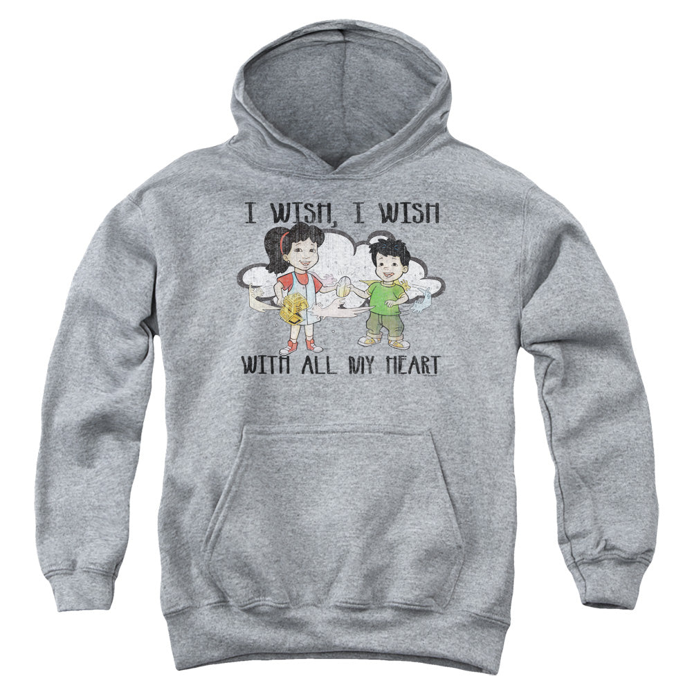 DRAGON TALES/I WISH WITH ALL MY HEART - YOUTH PULLOVER HOODIE - ATHLETIC HEATHER