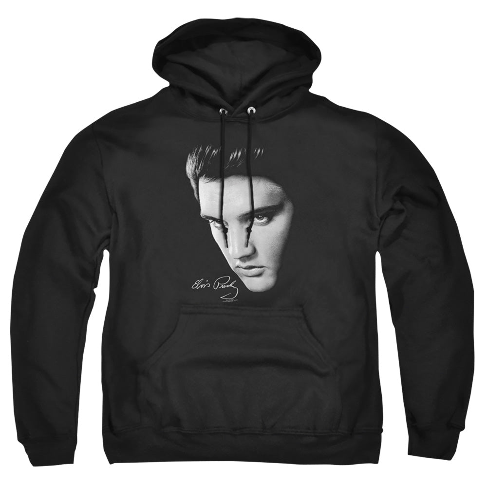 ELVIS PRESLEY/FACE - ADULT PULLOVER HOODIE - BLACK