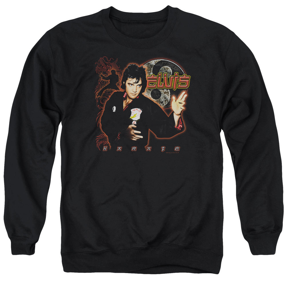 ELVIS PRESLEY/KARATE - ADULT CREWNECK SWEATSHIRT - BLACK