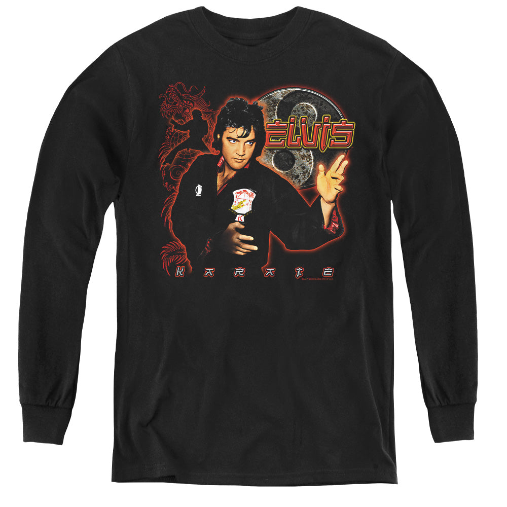 ELVIS PRESLEY/KARATE - YOUTH LONG SLEEVE TEE - BLACK