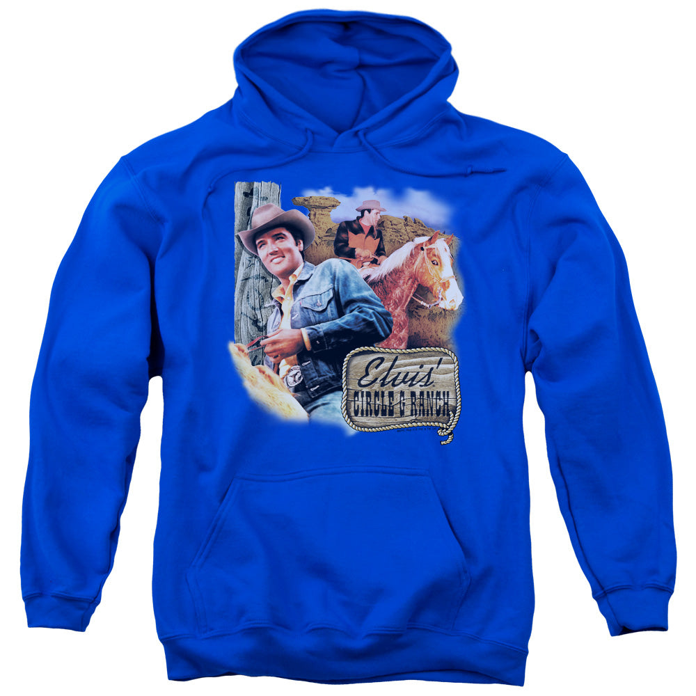 ELVIS PRESLEY/RANCH - ADULT PULLOVER HOODIE - ROYAL BLUE