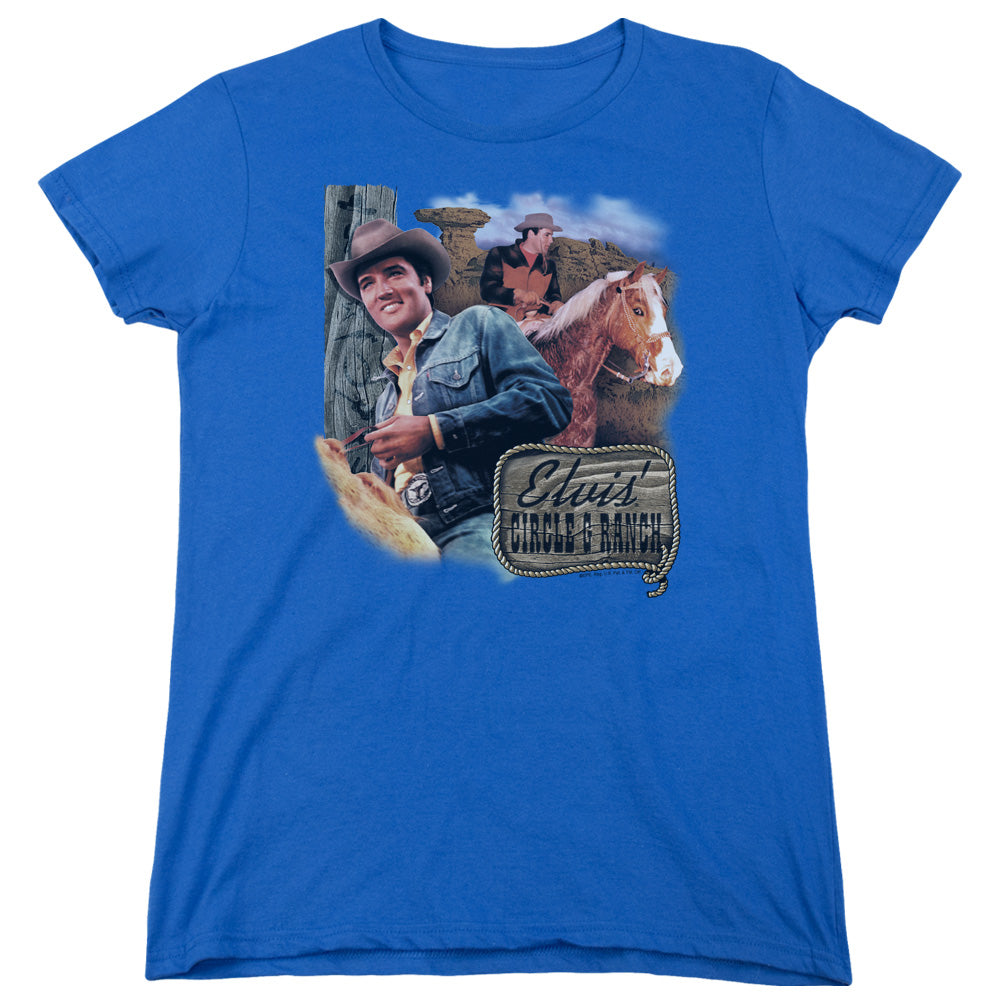 ELVIS PRESLEY/RANCH - S/S WOMENS TEE - ROYAL BLUE