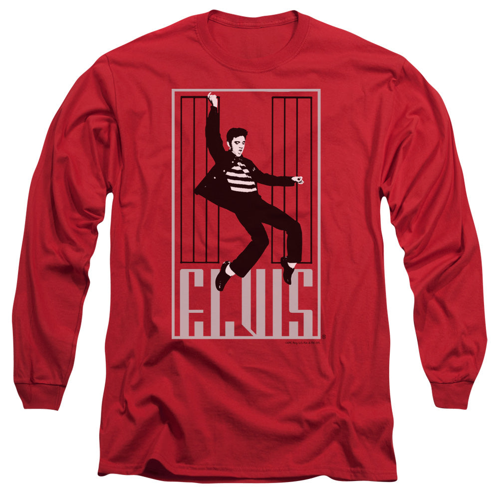 ELVIS PRESLEY/ONE JAILHOUSE - L/S ADULT 18/1 - RED