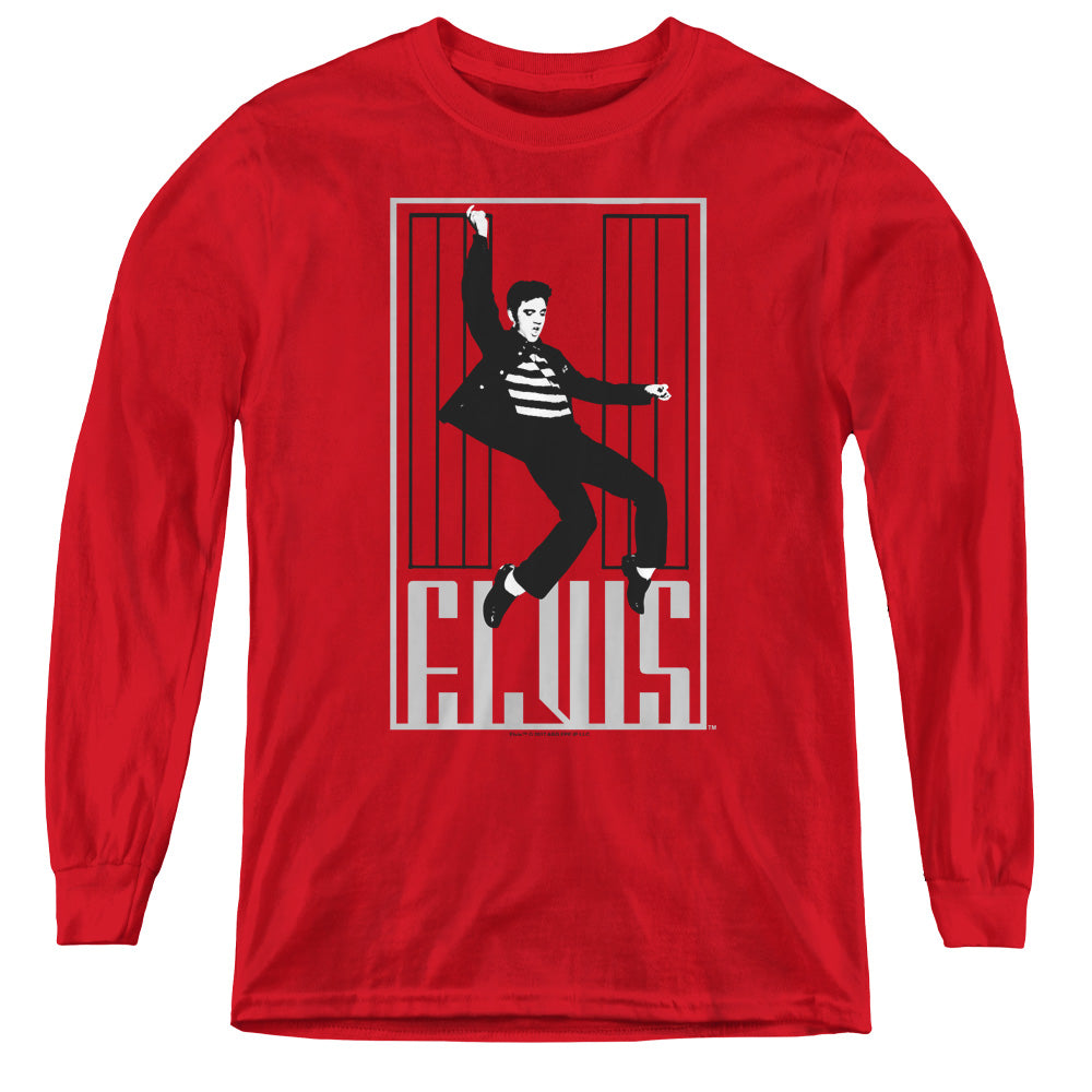 ELVIS PRESLEY/ONE JAILHOUSE - YOUTH LONG SLEEVE TEE - RED