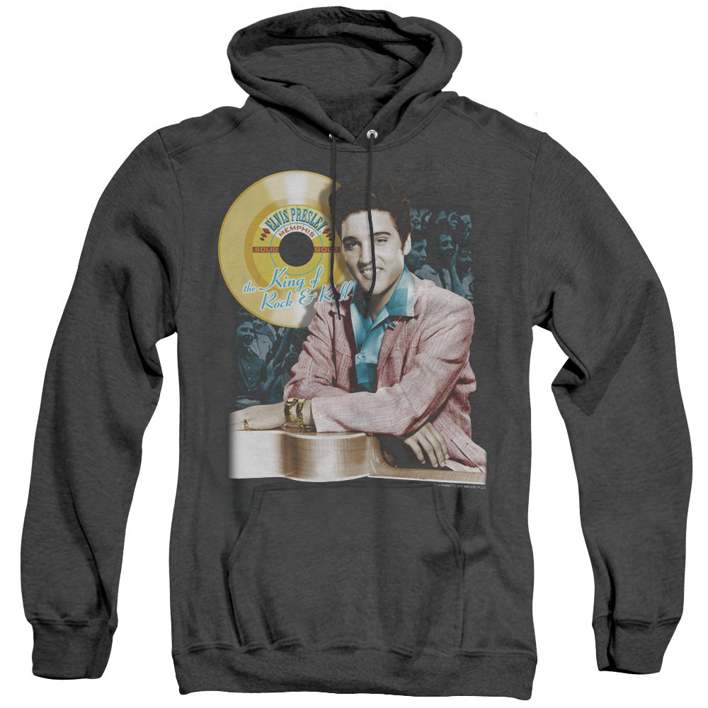 ELVIS PRESLEY/GOLD RECORD - ADULT HEATHER HOODIE - BLACK