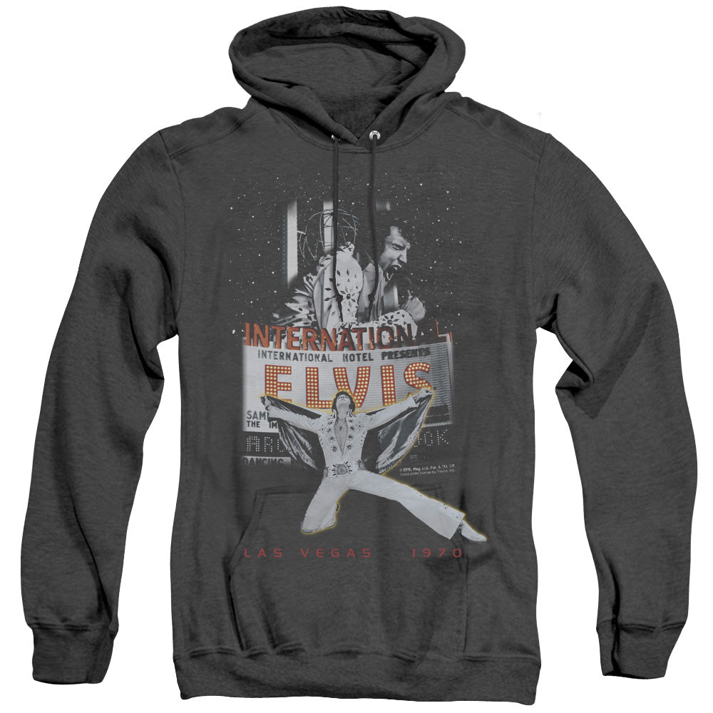 ELVIS PRESLEY/LAS VEGAS - ADULT HEATHER HOODIE - BLACK