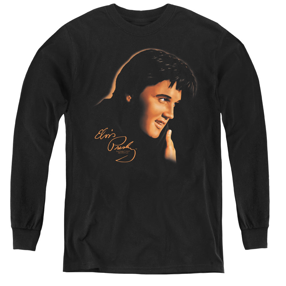 ELVIS PRESLEY/WARM PORTRAIT - YOUTH LONG SLEEVE TEE - BLACK