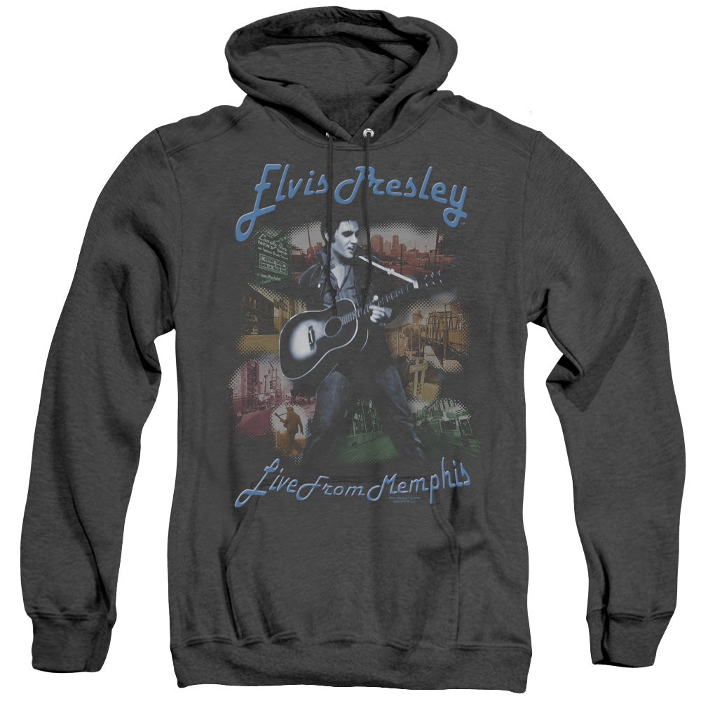 ELVIS PRESLEY/MEMPHIS - ADULT HEATHER HOODIE - BLACK
