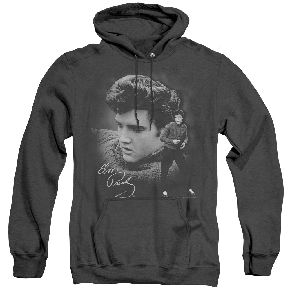 ELVIS PRESLEY/SWEATER - ADULT HEATHER HOODIE - BLACK