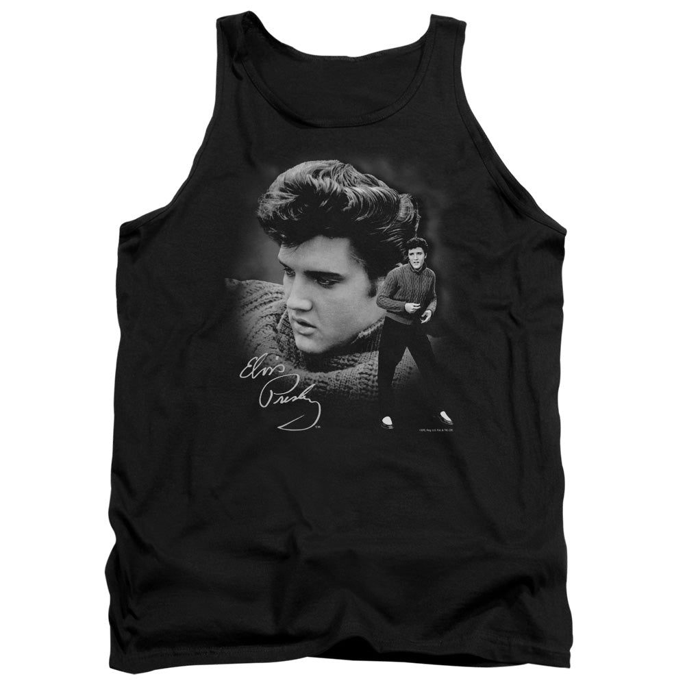 ELVIS PRESLEY/SWEATER - ADULT TANK - BLACK