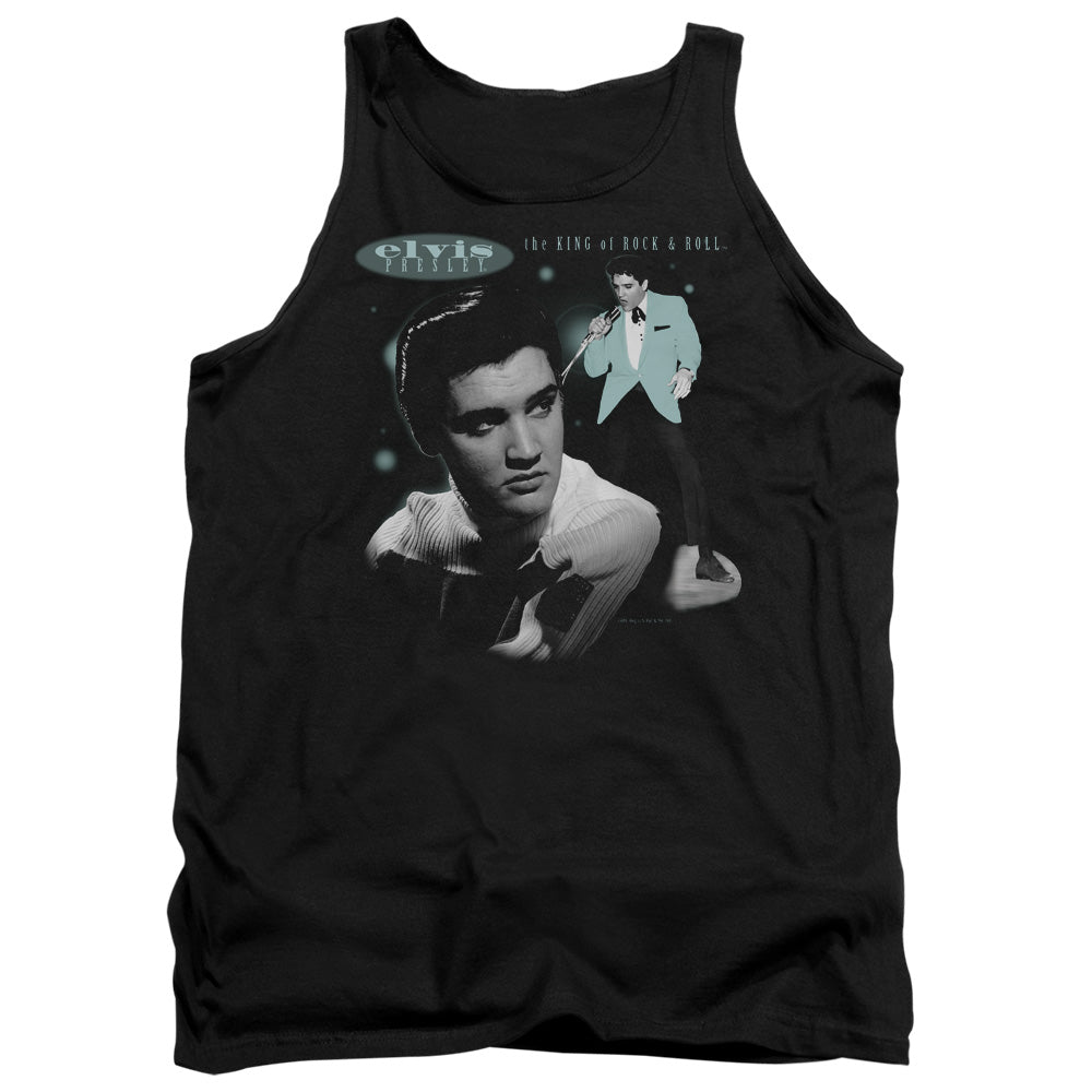 ELVIS PRESLEY/TEAL PORTRAIT - ADULT TANK - BLACK