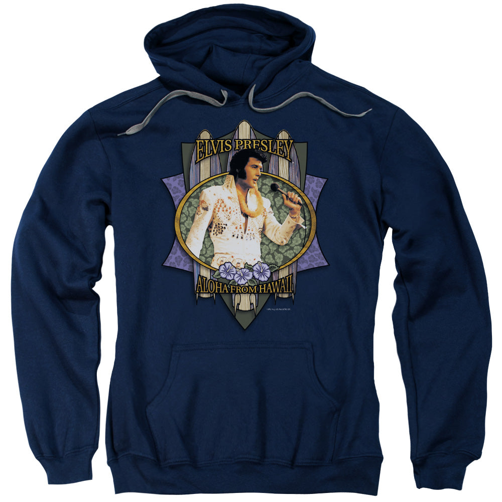 ELVIS PRESLEY/ALOHA FROM HAWAII - ADULT PULLOVER HOODIE - NAVY