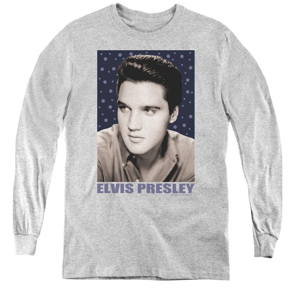 ELVIS PRESLEY/BLUE SPARKLE - YOUTH LONG SLEEVE TEE - ATHLETIC HEATHER