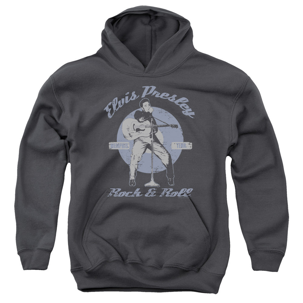 ELVIS PRESLEY/ROCK & ROLL - YOUTH PULLOVER HOODIE - CHARCOAL