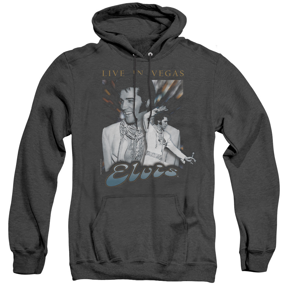 ELVIS PRESLEY/LIVE IN VEGAS - ADULT HEATHER HOODIE - BLACK
