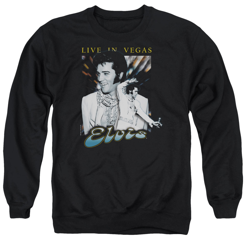 ELVIS PRESLEY/LIVE IN VEGAS - ADULT CREWNECK SWEATSHIRT - BLACK