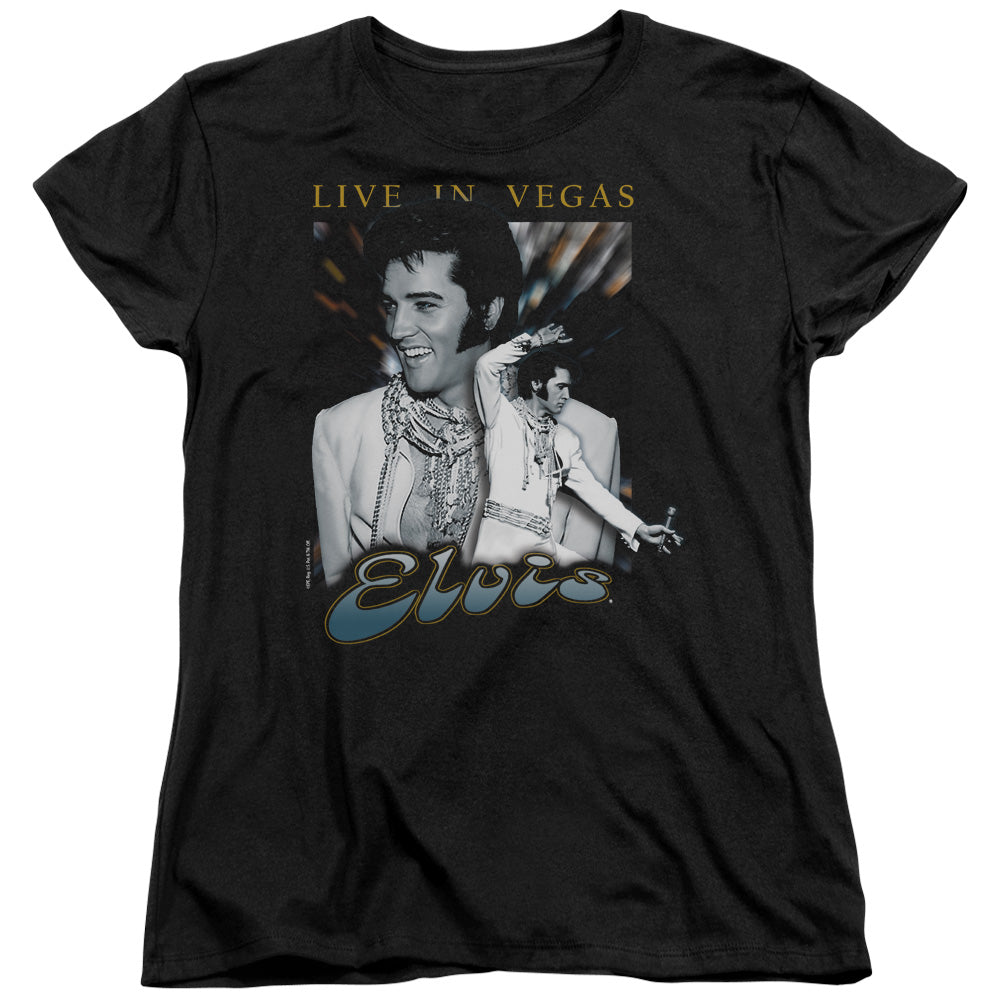ELVIS PRESLEY/LIVE IN VEGAS - S/S WOMENS TEE - BLACK