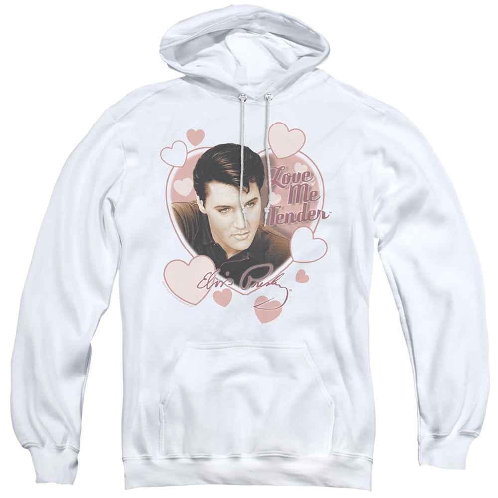 ELVIS PRESLEY/LOVE ME TENDER - ADULT PULLOVER HOODIE - WHITE