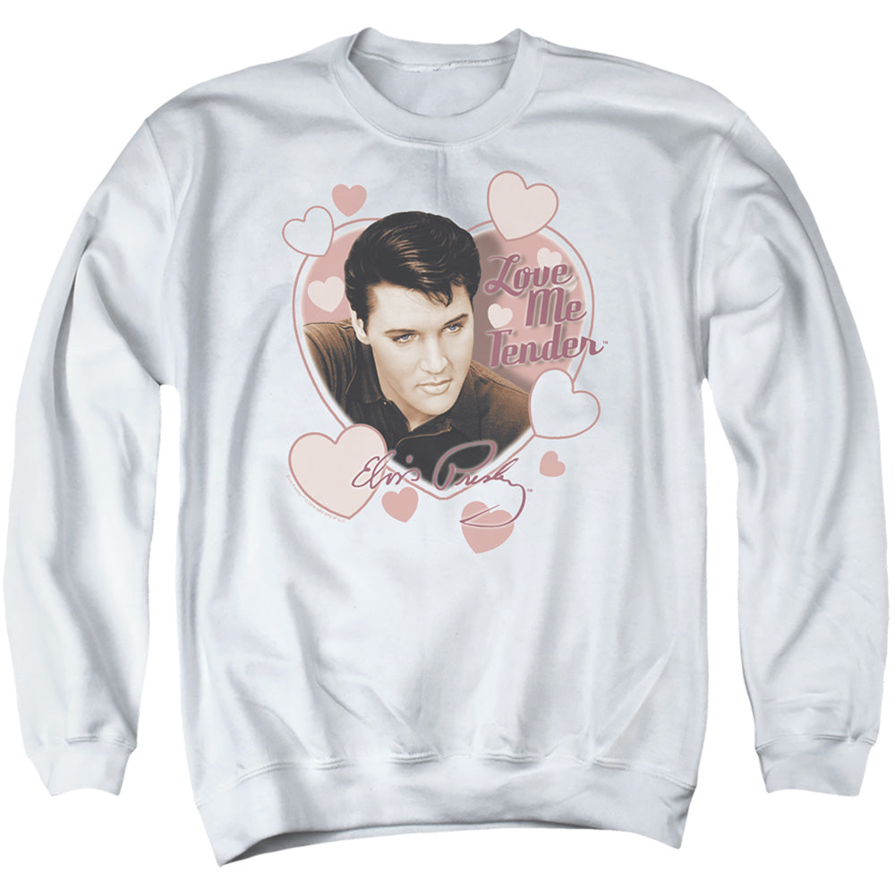 ELVIS PRESLEY/LOVE ME TENDER - ADULT CREWNECK SWEATSHIRT - WHITE