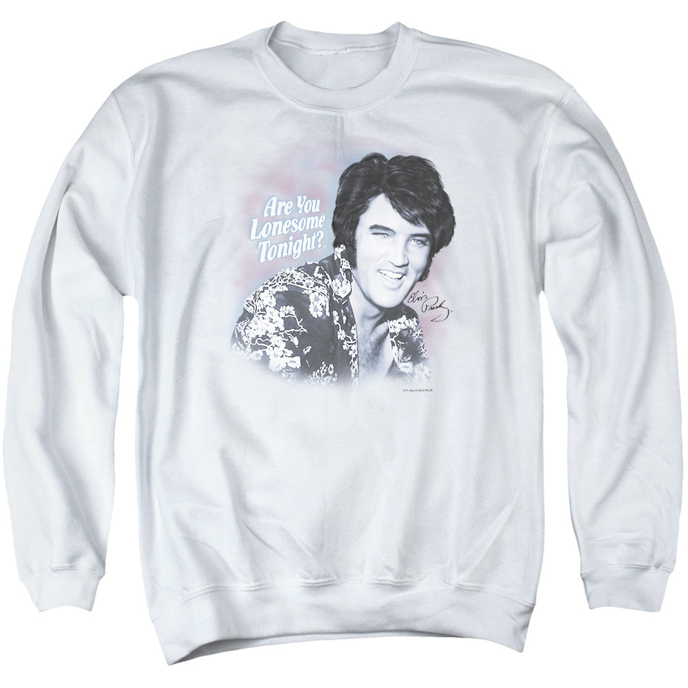 ELVIS PRESLEY/LONESOME TONIGHT - ADULT CREWNECK SWEATSHIRT - WHITE