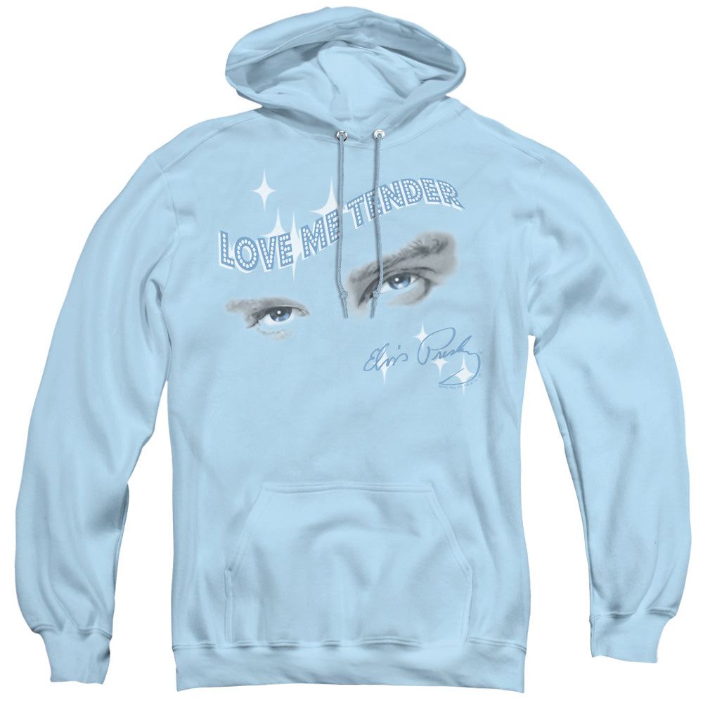 ELVIS PRESLEY/TENDER EYES - ADULT PULLOVER HOODIE - LIGHT BLUE