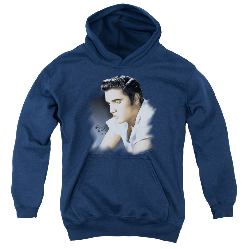 ELVIS PRESLEY/BLUE PROFILE - YOUTH PULLOVER HOODIE - NAVY